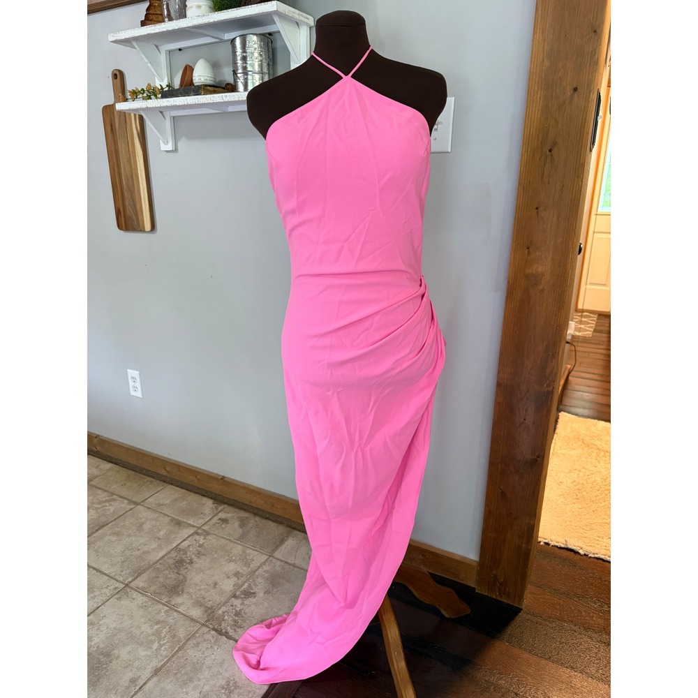 Amanda Uprichard Pink Halter Maxi Dress